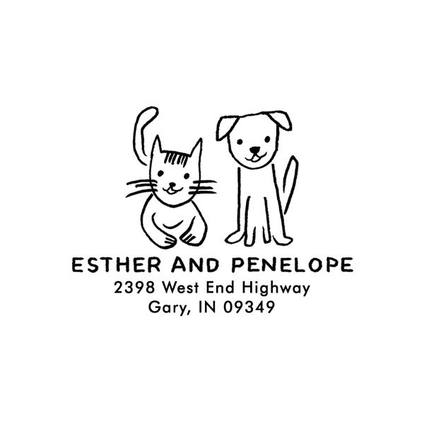 Cat and Dog Return Address Stamp